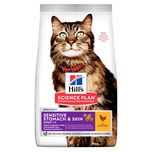 Hill’s Adult Sensitive Stomach & Skin med kyckling för katt - 7 kg
