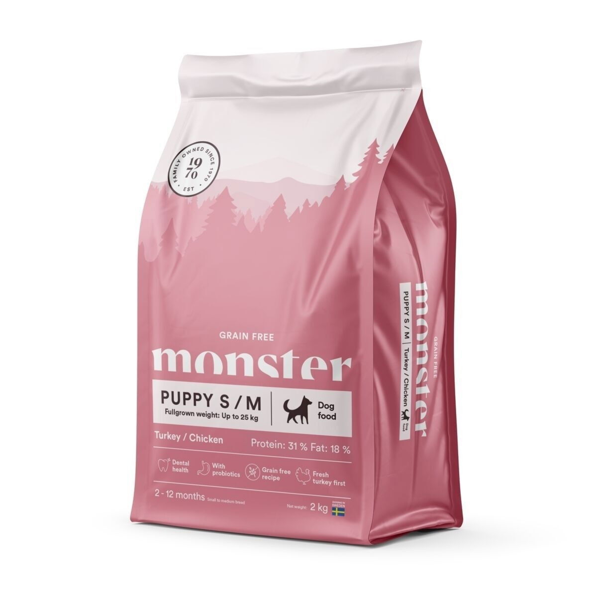 Monster Dog Puppy Small & Medium Grain Free Turkey & Chicken 2 kg