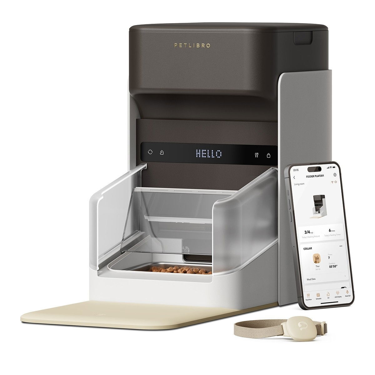 PetLibro One RFID Foderautomat med lock och RFID-läsare